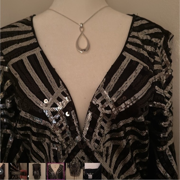 NWT Black Sequin Embellished Dress 6 - Picture 3 of 8